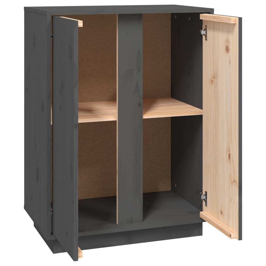 Dressoir 60X35X80 Cm Massief Grenenhout Grijs