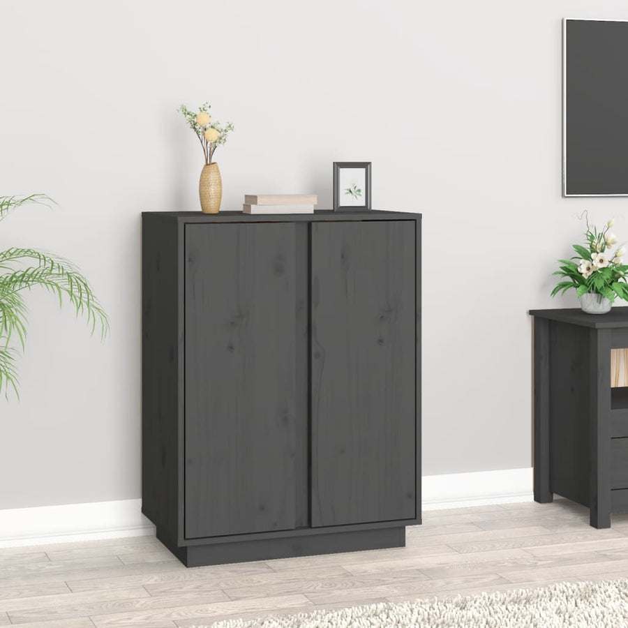 Dressoir 60X35X80 Cm Massief Grenenhout Grijs