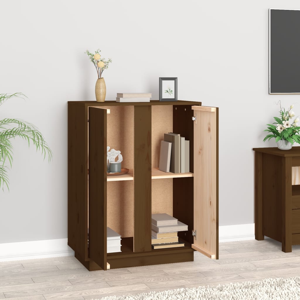 Dressoir 60X35X80 Cm Massief Grenenhout Honingbruin