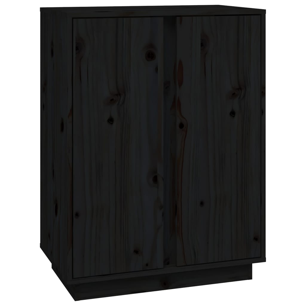 Dressoir 60X35X80 Cm Massief Grenenhout Zwart