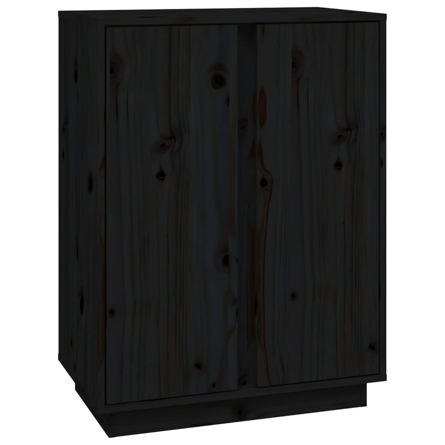 Dressoir 60X35X80 Cm Massief Grenenhout Zwart