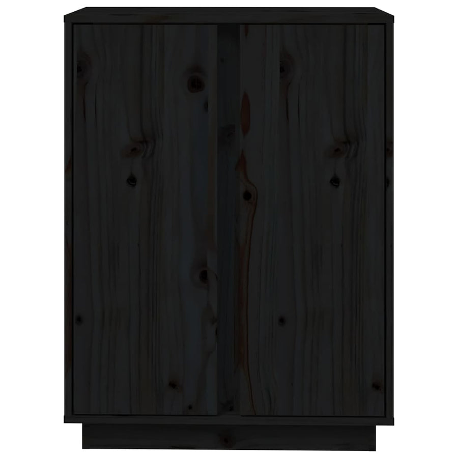 Dressoir 60X35X80 Cm Massief Grenenhout Zwart