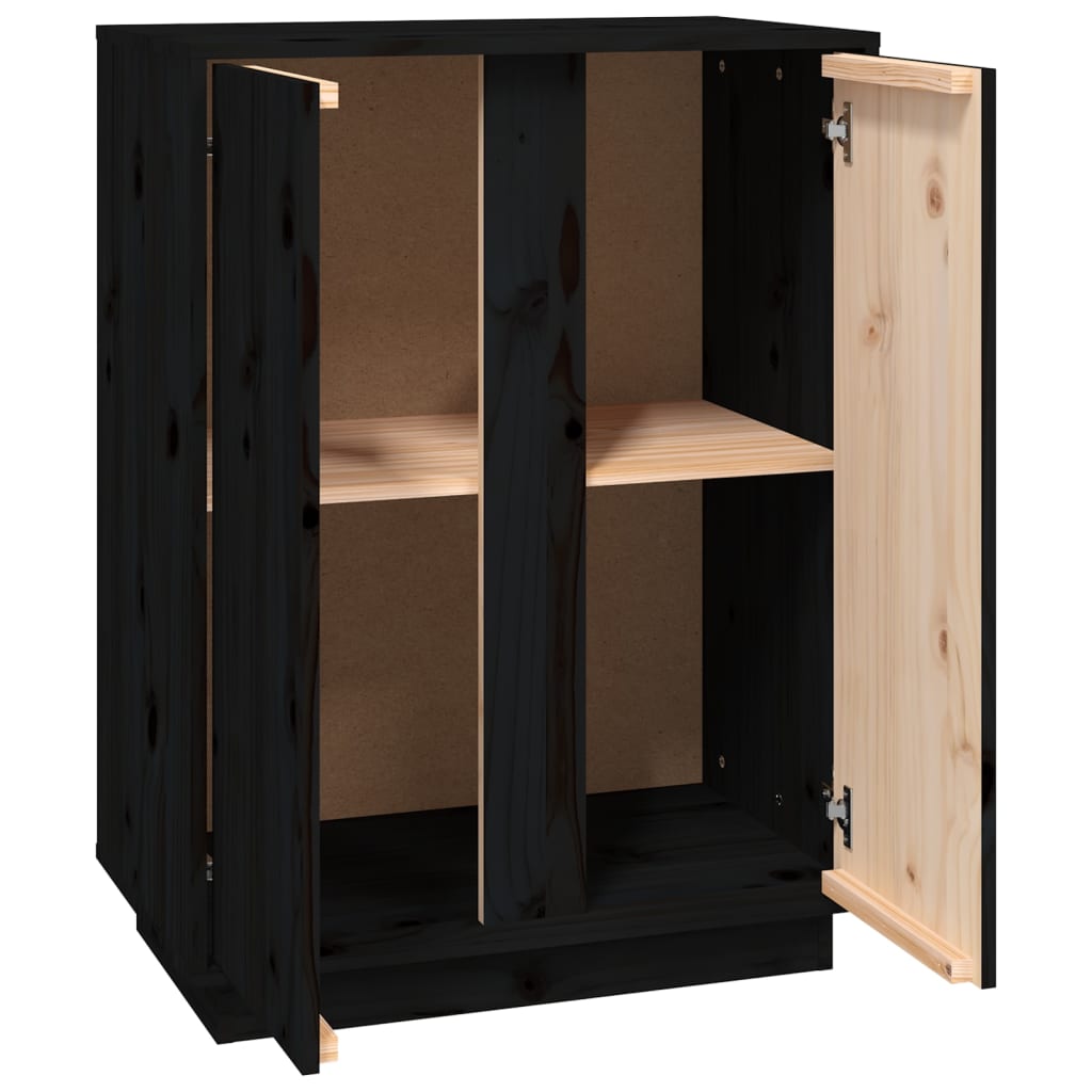 Dressoir 60X35X80 Cm Massief Grenenhout Zwart