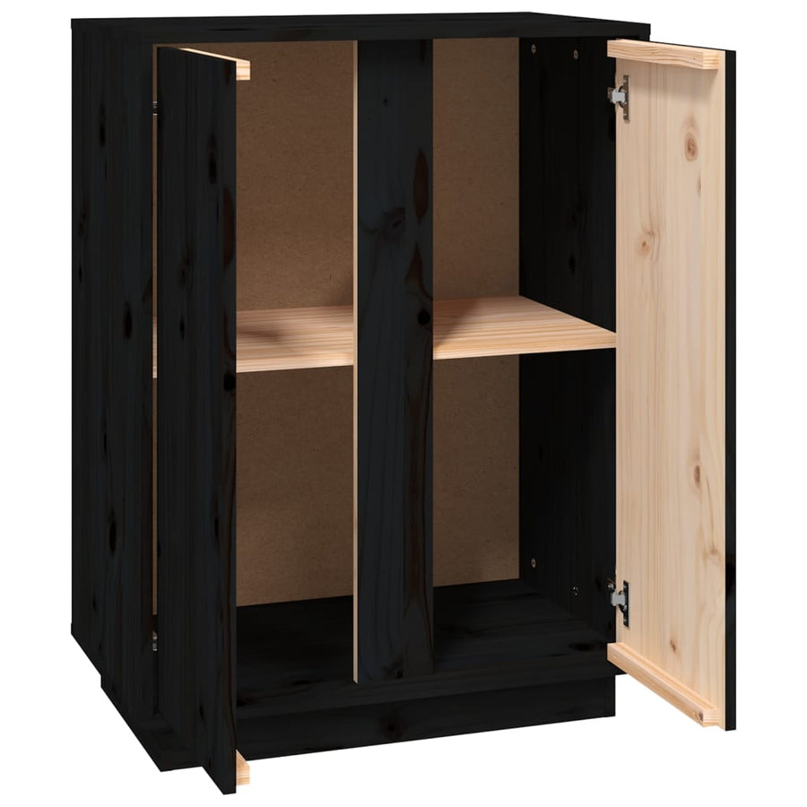 Dressoir 60X35X80 Cm Massief Grenenhout Zwart
