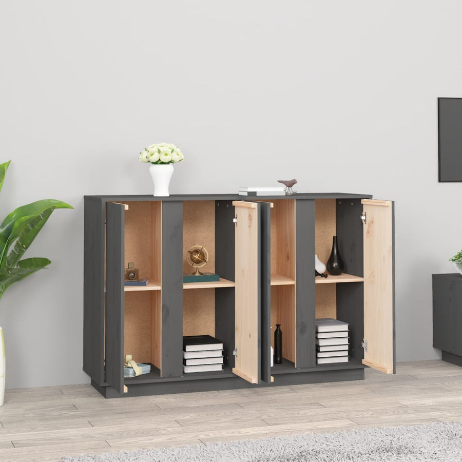 Dressoir 120X35X80 Cm Massief Grenenhout Grijs