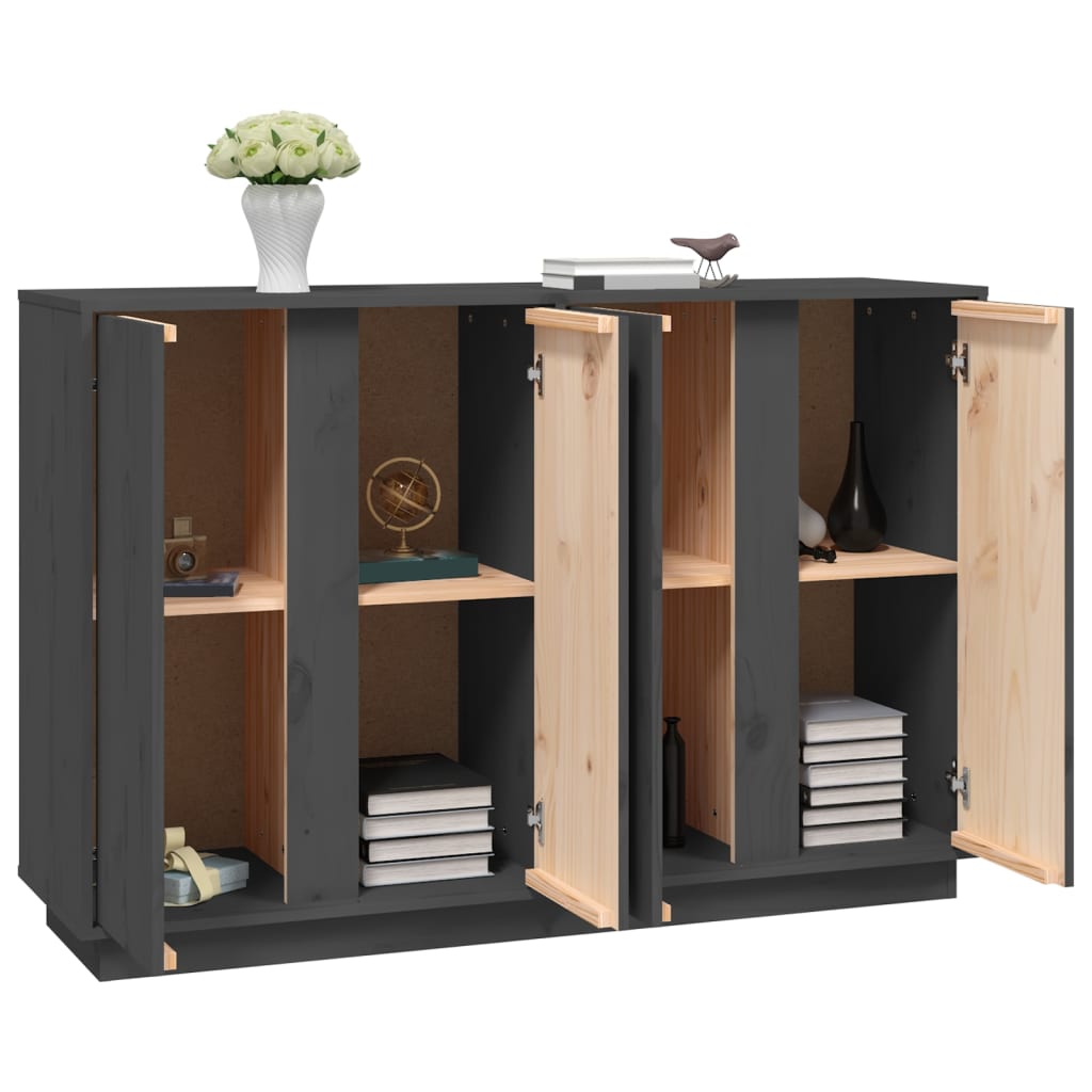 Dressoir 120X35X80 Cm Massief Grenenhout Grijs