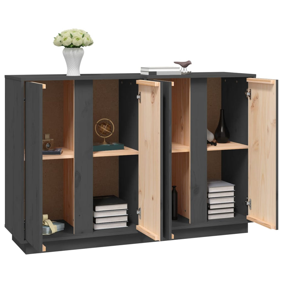 Dressoir 120X35X80 Cm Massief Grenenhout Grijs