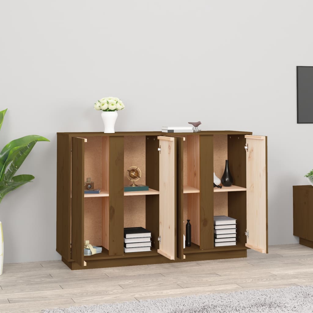 Dressoir 120X35X80 Cm Massief Grenenhout Honingbruin