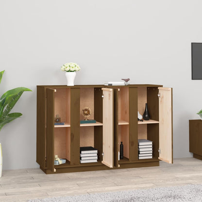 Dressoir 120X35X80 Cm Massief Grenenhout Honingbruin