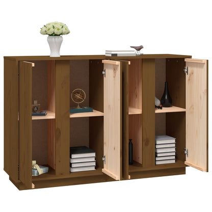 Dressoir 120X35X80 Cm Massief Grenenhout Honingbruin