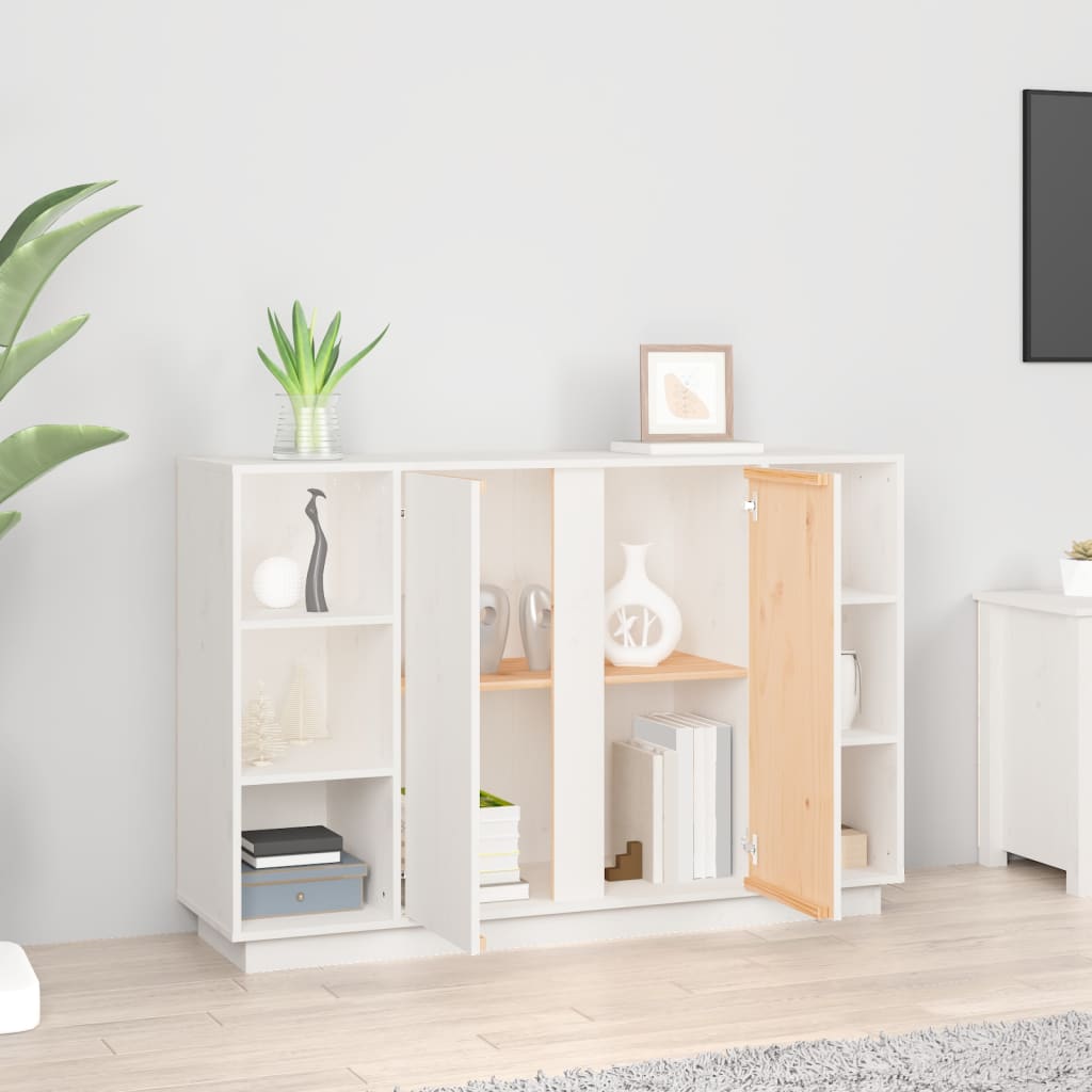 Dressoir 120X35X80 Cm Massief Grenenhout Wit
