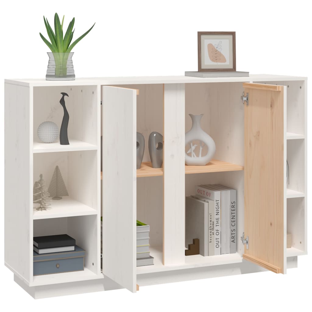 Dressoir 120X35X80 Cm Massief Grenenhout Wit