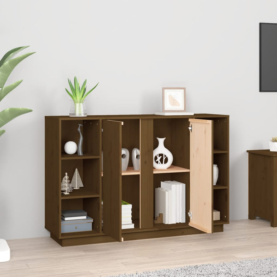 Dressoir 120X35X80 Cm Massief Grenenhout Honingbruin