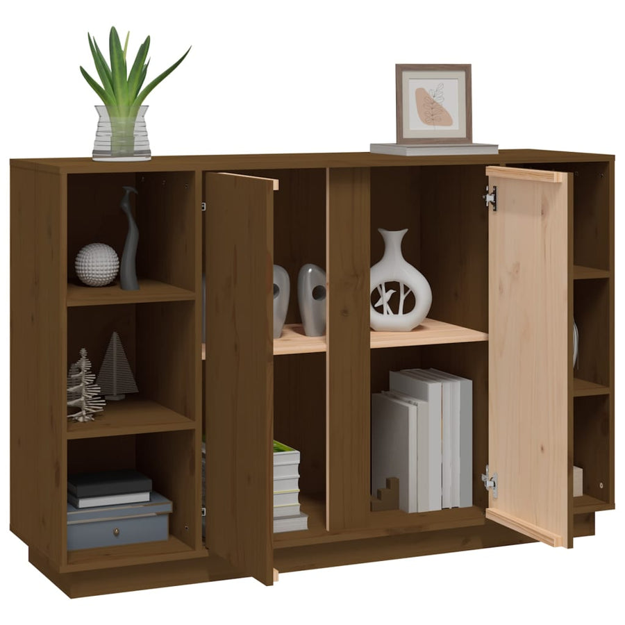 Dressoir 120X35X80 Cm Massief Grenenhout Honingbruin