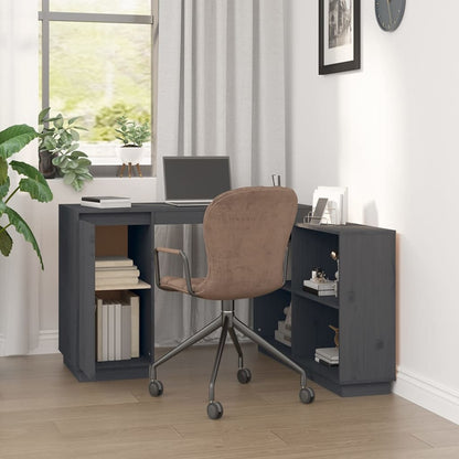 Bureau 110X50X75 Cm Massief Grenenhout Grijs