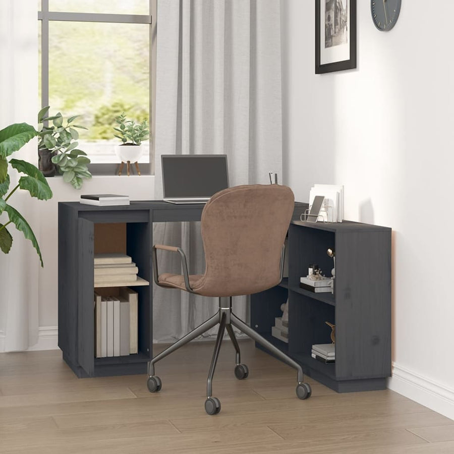 Bureau 110X50X75 Cm Massief Grenenhout Grijs
