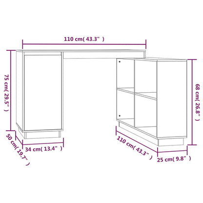Bureau 110X50X75 Cm Massief Grenenhout Grijs