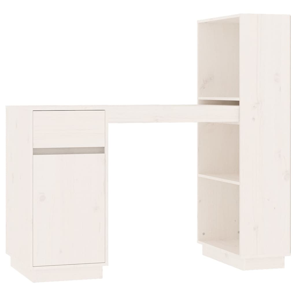 Bureau 110X53X117 Cm Massief Grenenhout Wit