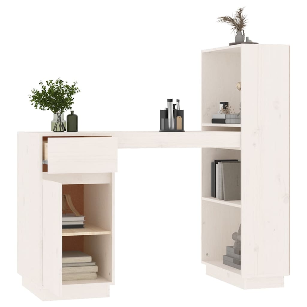 Bureau 110X53X117 Cm Massief Grenenhout Wit