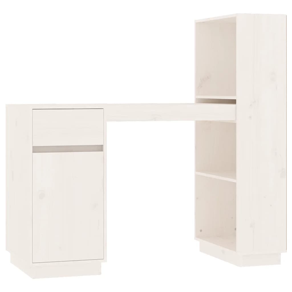Bureau 110X53X117 Cm Massief Grenenhout Wit