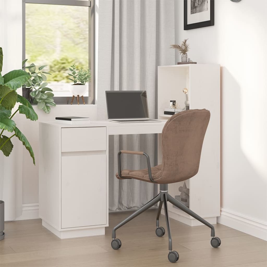 Bureau 110X53X117 Cm Massief Grenenhout Wit