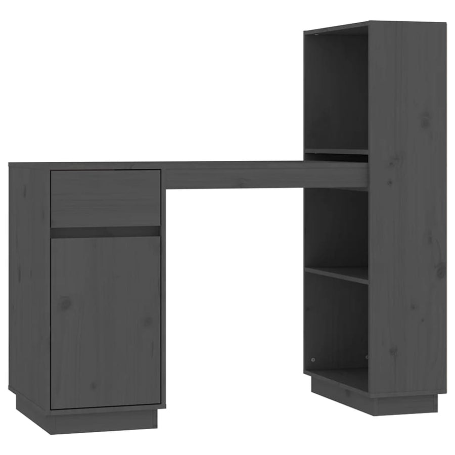 Bureau 110X53X117 Cm Massief Grenenhout Grijs