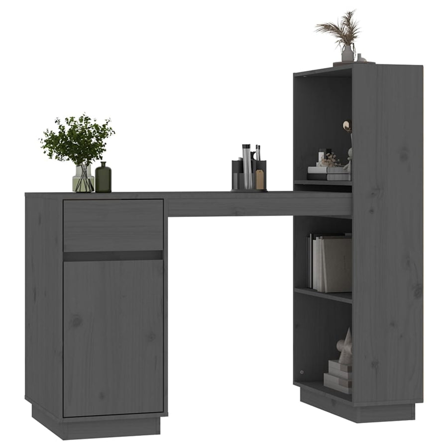 Bureau 110X53X117 Cm Massief Grenenhout Grijs
