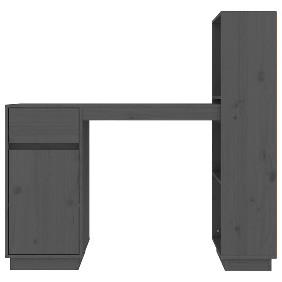 Bureau 110X53X117 Cm Massief Grenenhout Grijs