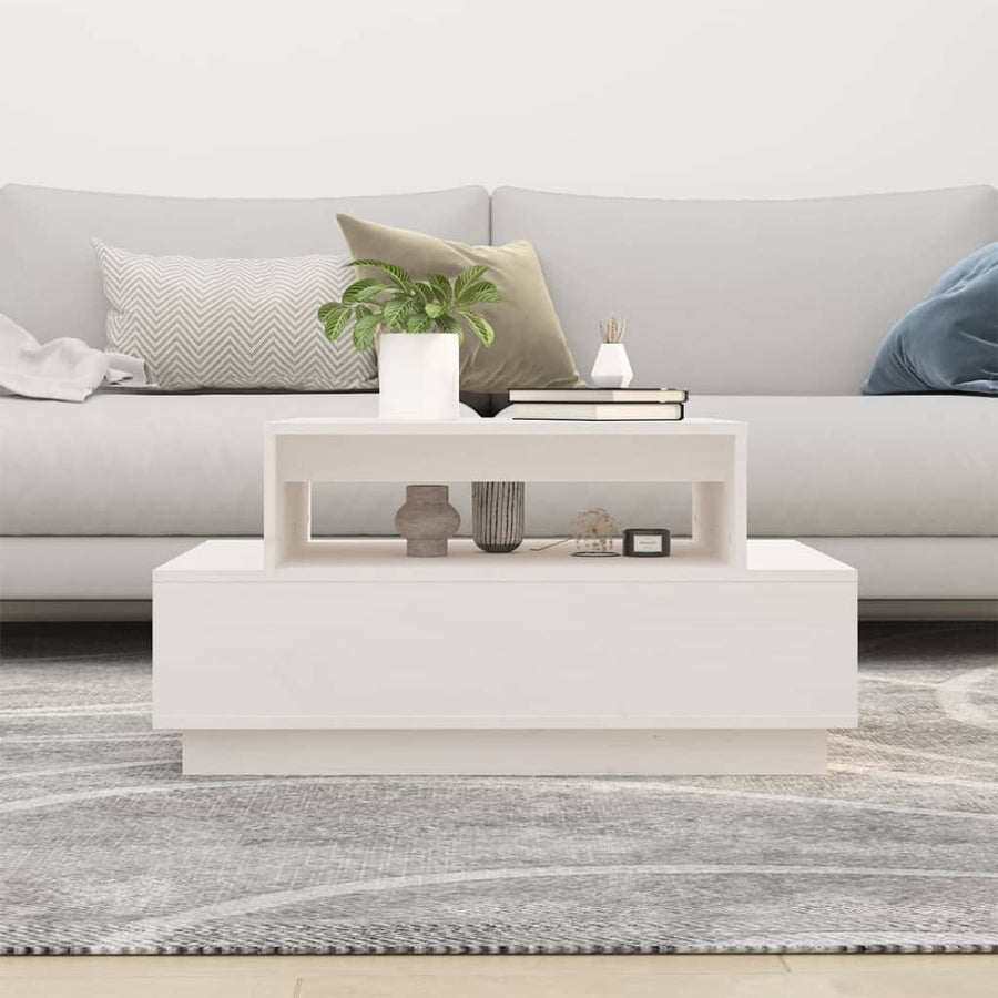 Salontafel 80X55X40,5 Cm Massief Grenenhout Wit