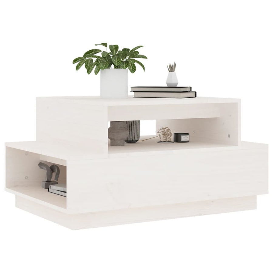 Salontafel 80X55X40,5 Cm Massief Grenenhout Wit