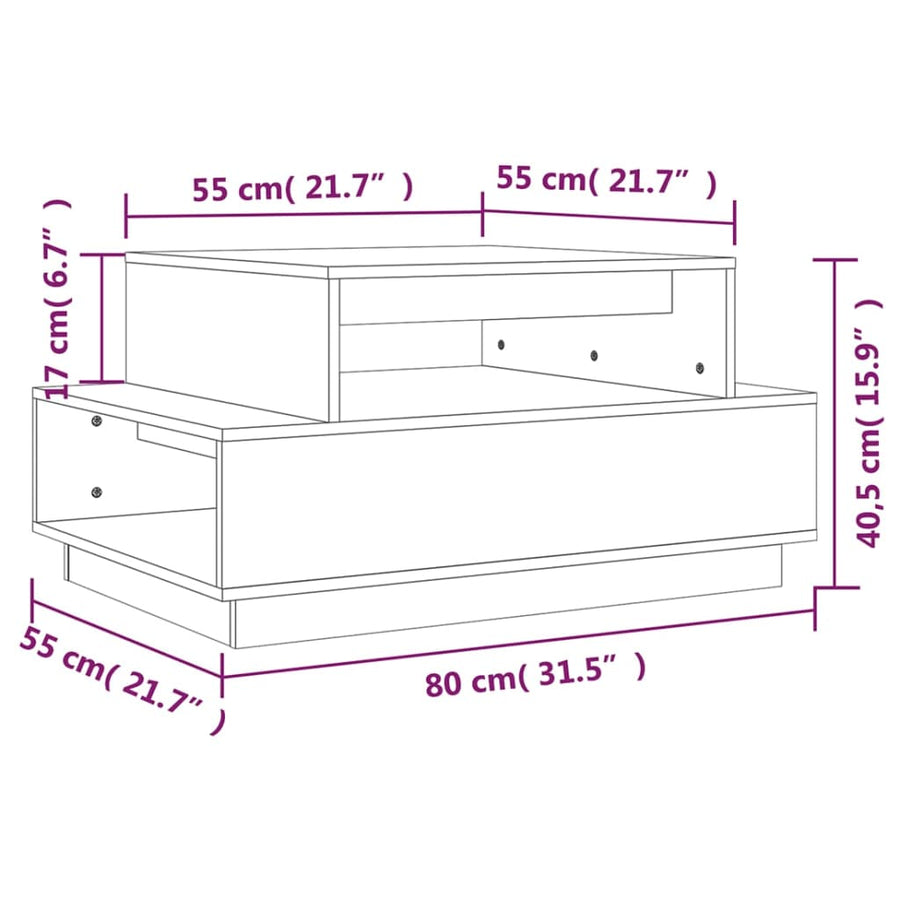 Salontafel 80X55X40,5 Cm Massief Grenenhout Wit