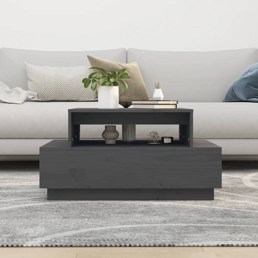 Salontafel 80X55X40,5 Cm Massief Grenenhout Grijs