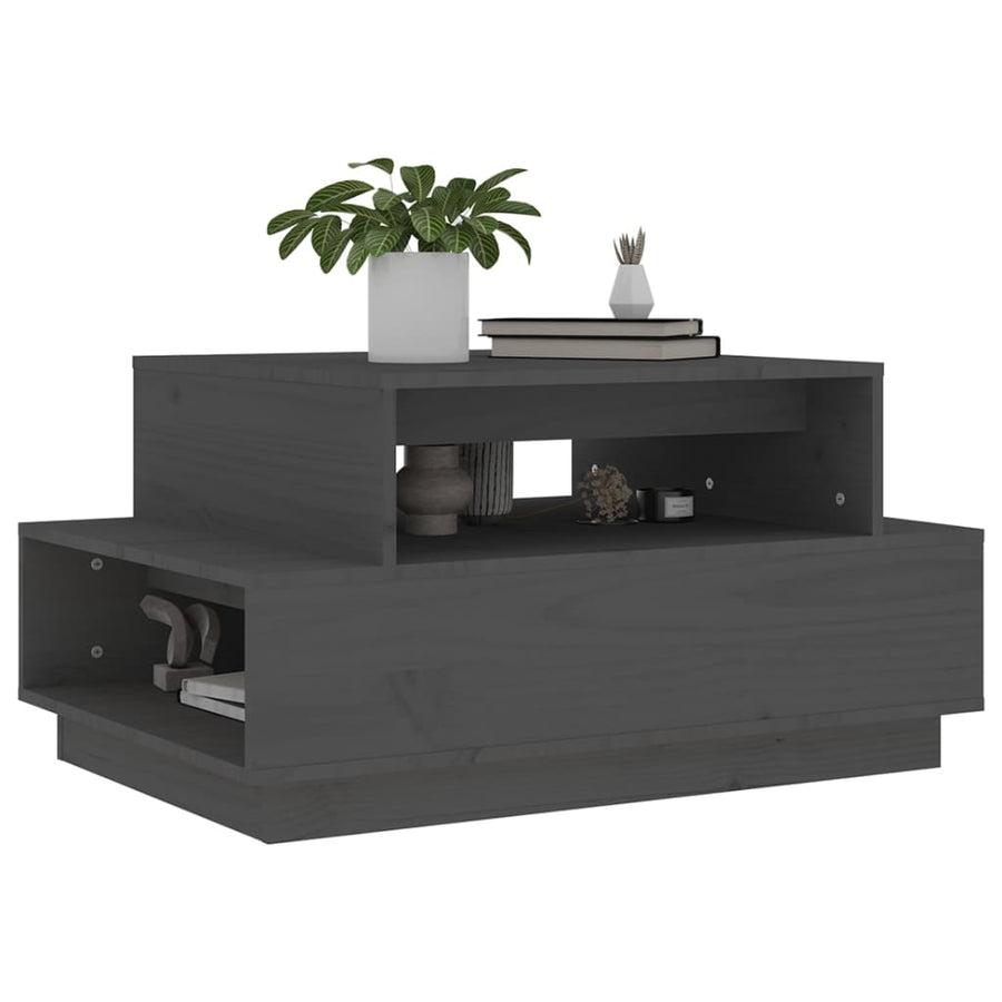 Salontafel 80X55X40,5 Cm Massief Grenenhout Grijs
