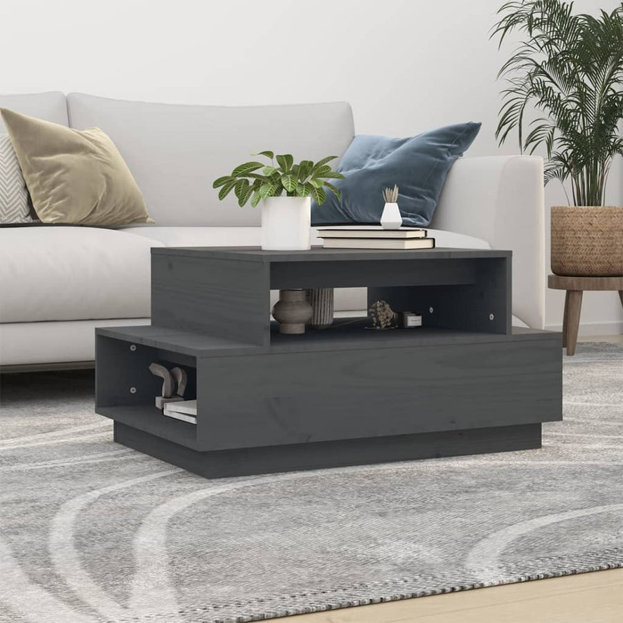 Salontafel 80X55X40,5 Cm Massief Grenenhout Grijs