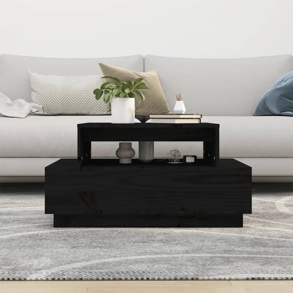 Salontafel 80X55X40,5 Cm Massief Grenenhout Zwart