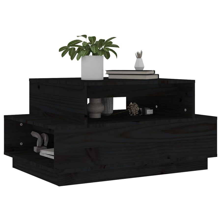 Salontafel 80X55X40,5 Cm Massief Grenenhout Zwart