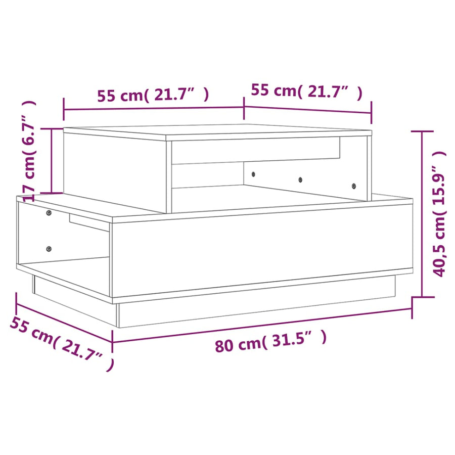 Salontafel 80X55X40,5 Cm Massief Grenenhout Zwart