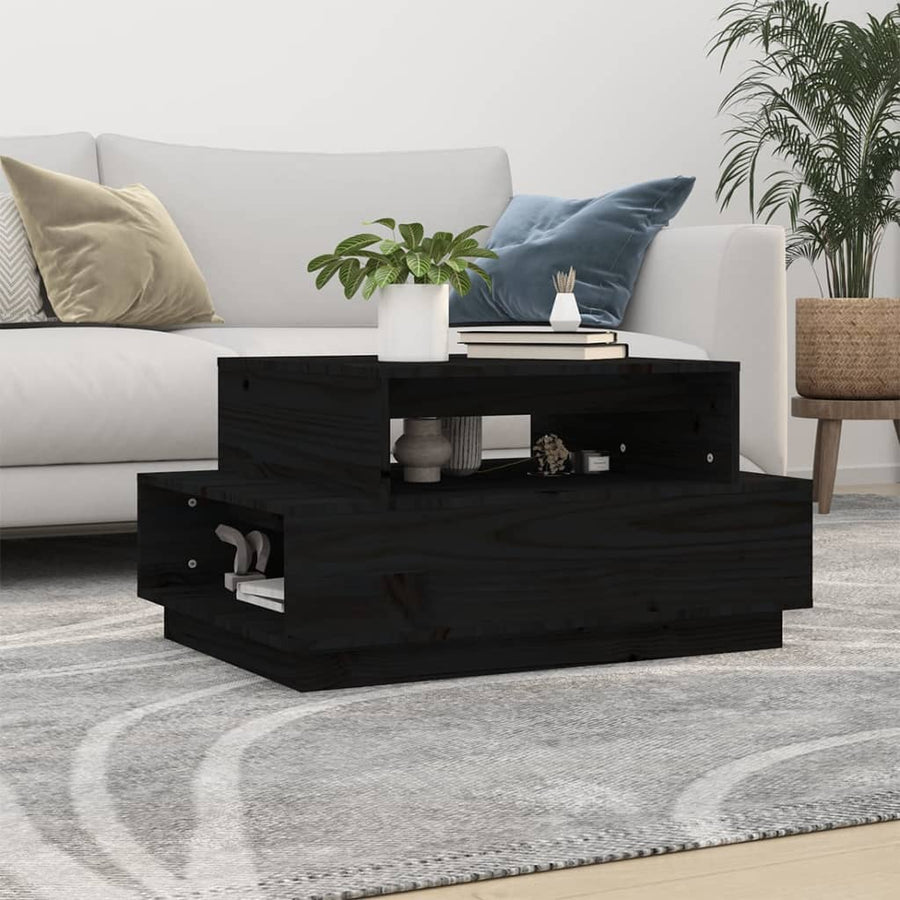 Salontafel 80X55X40,5 Cm Massief Grenenhout Zwart