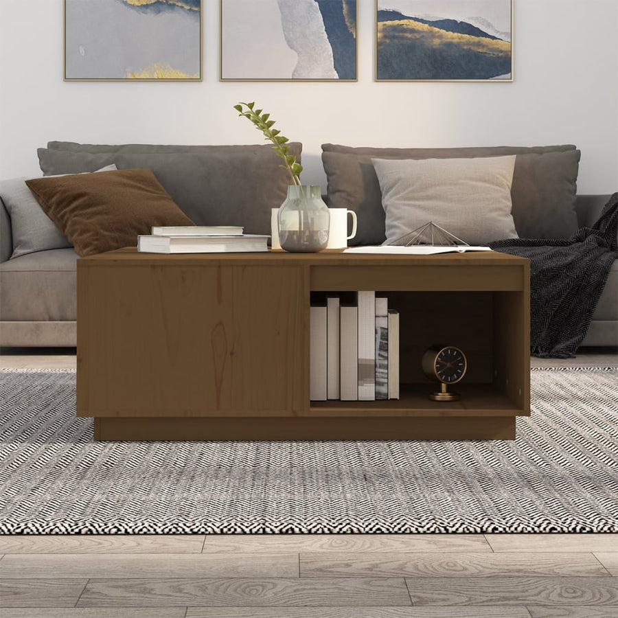 Salontafel 100X101X40,5 Cm Massief Grenenhout Honingbruin