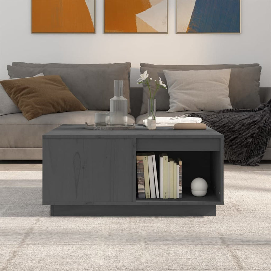 Salontafel 80X8X36,5 Cm Massief Grenenhout 80 x 81 x 36.5 cm Grijs