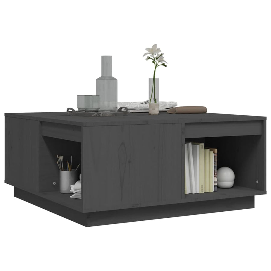 Salontafel 80X8X36,5 Cm Massief Grenenhout 80 x 81 x 36.5 cm Grijs