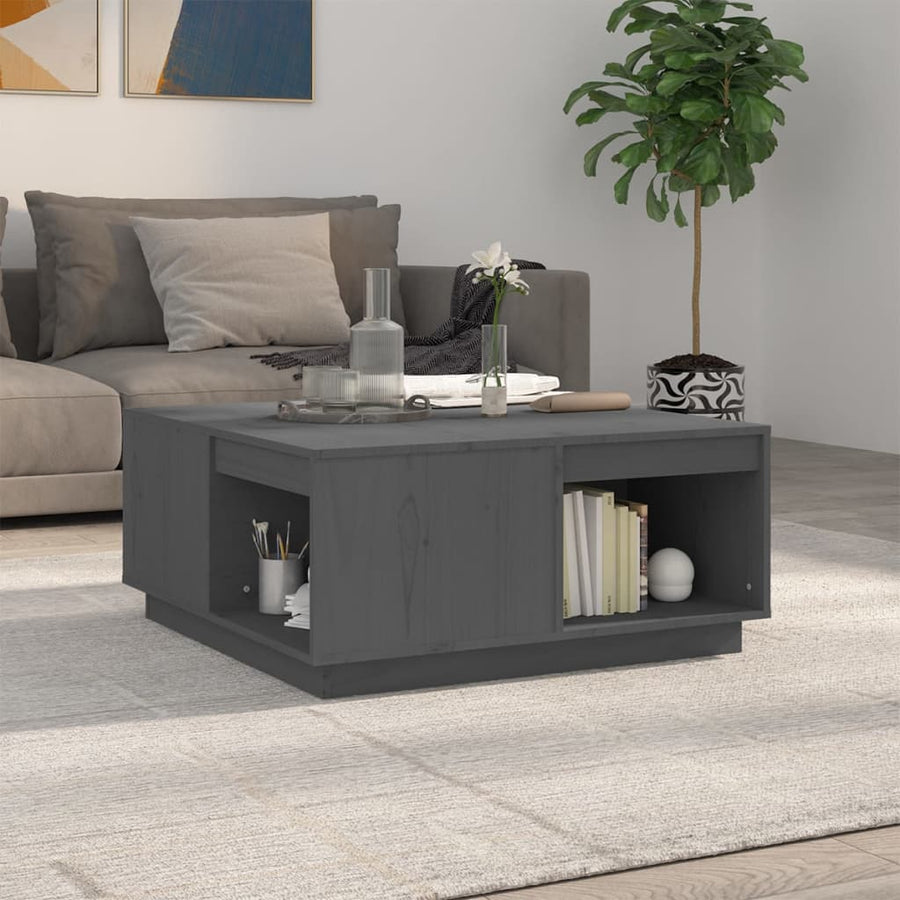 Salontafel 80X8X36,5 Cm Massief Grenenhout 80 x 81 x 36.5 cm Grijs