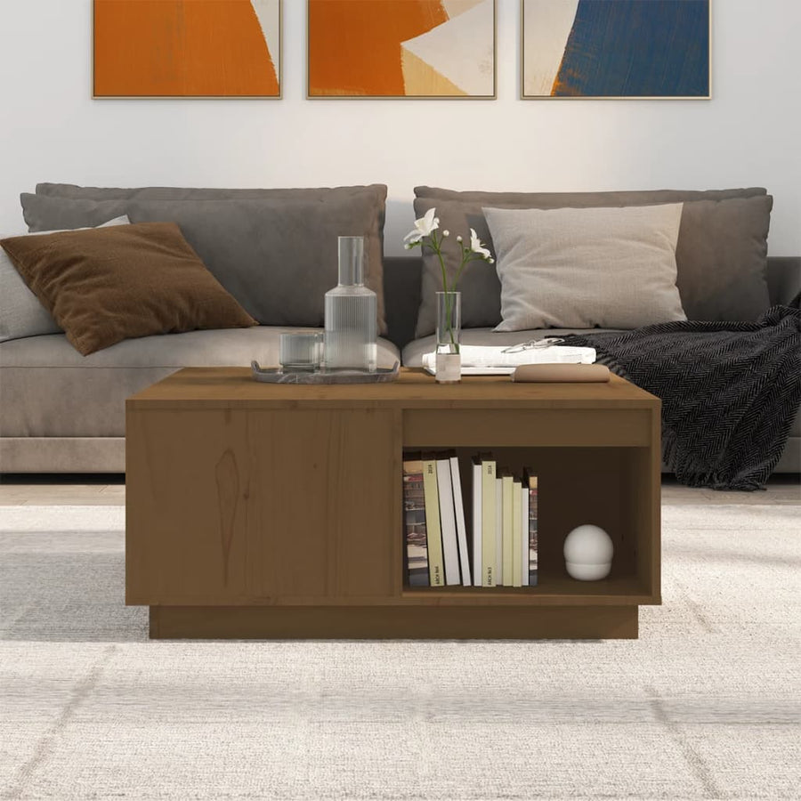 Salontafel 80X8X36,5 Cm Massief Grenenhout 80 x 81 x 36.5 cm Honingbruin