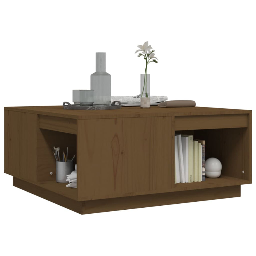 Salontafel 80X8X36,5 Cm Massief Grenenhout 80 x 81 x 36.5 cm Honingbruin