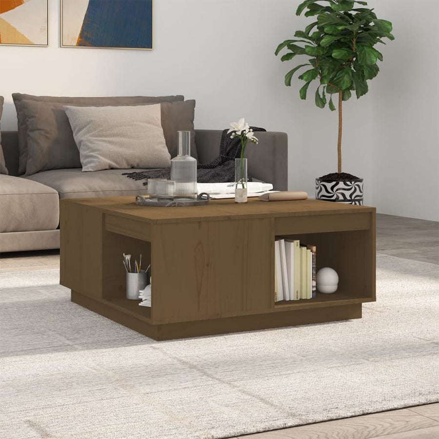 Salontafel 80X8X36,5 Cm Massief Grenenhout 80 x 81 x 36.5 cm Honingbruin