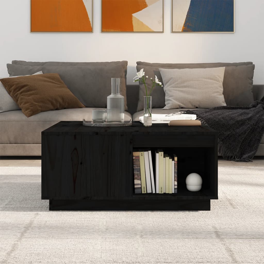 Salontafel 80X81X36,5 Cm Massief Grenenhout Zwart