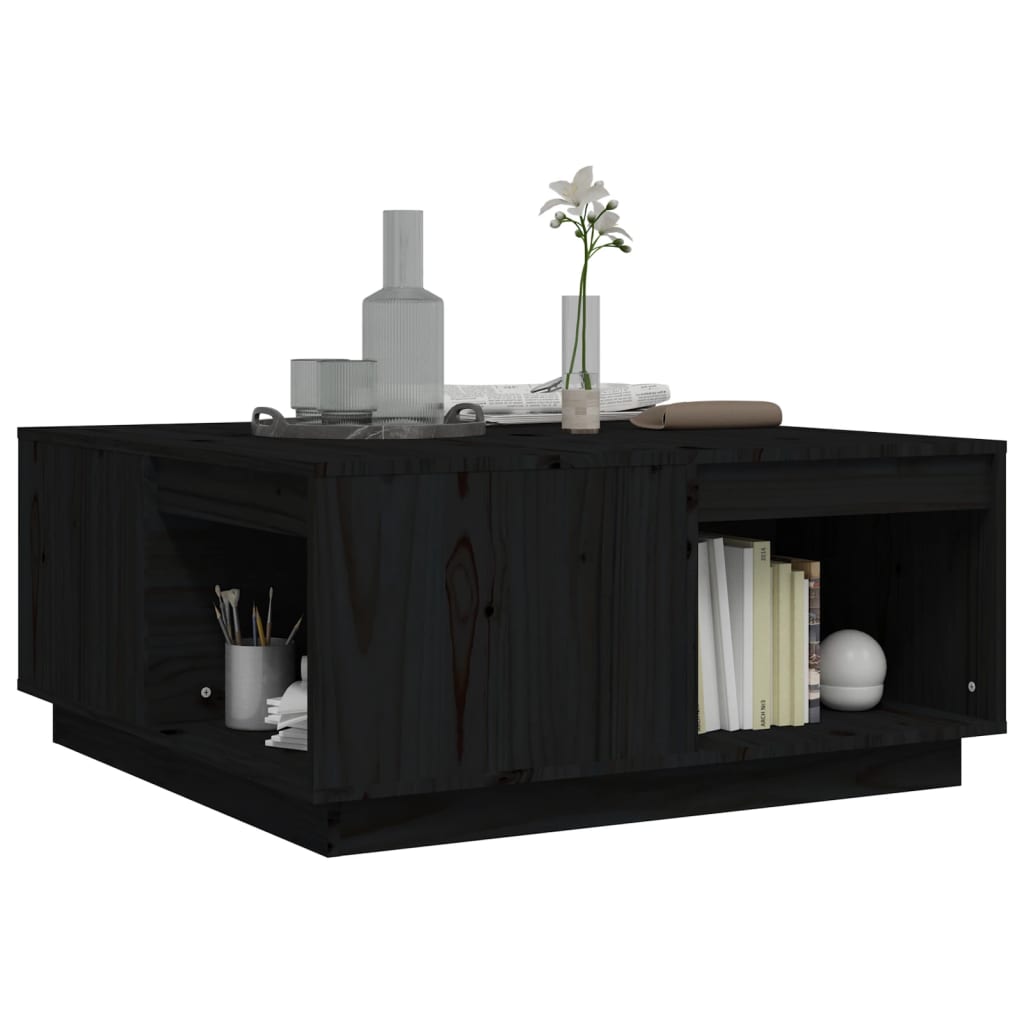Salontafel 80X81X36,5 Cm Massief Grenenhout Zwart