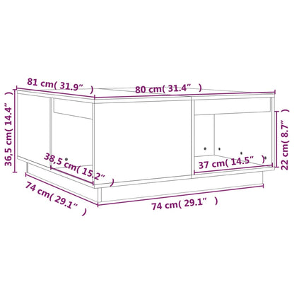 Salontafel 80X81X36,5 Cm Massief Grenenhout Zwart