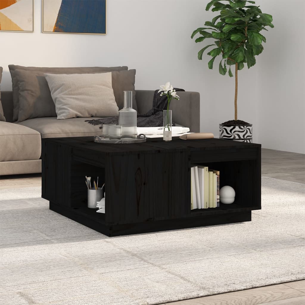 Salontafel 80X81X36,5 Cm Massief Grenenhout Zwart