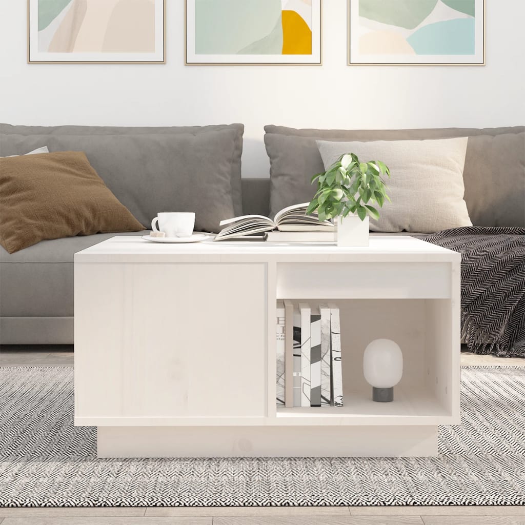 Salontafel 60X6X32,5 Cm Massief Grenenhout 60 x 61 x 32.5 cm Wit